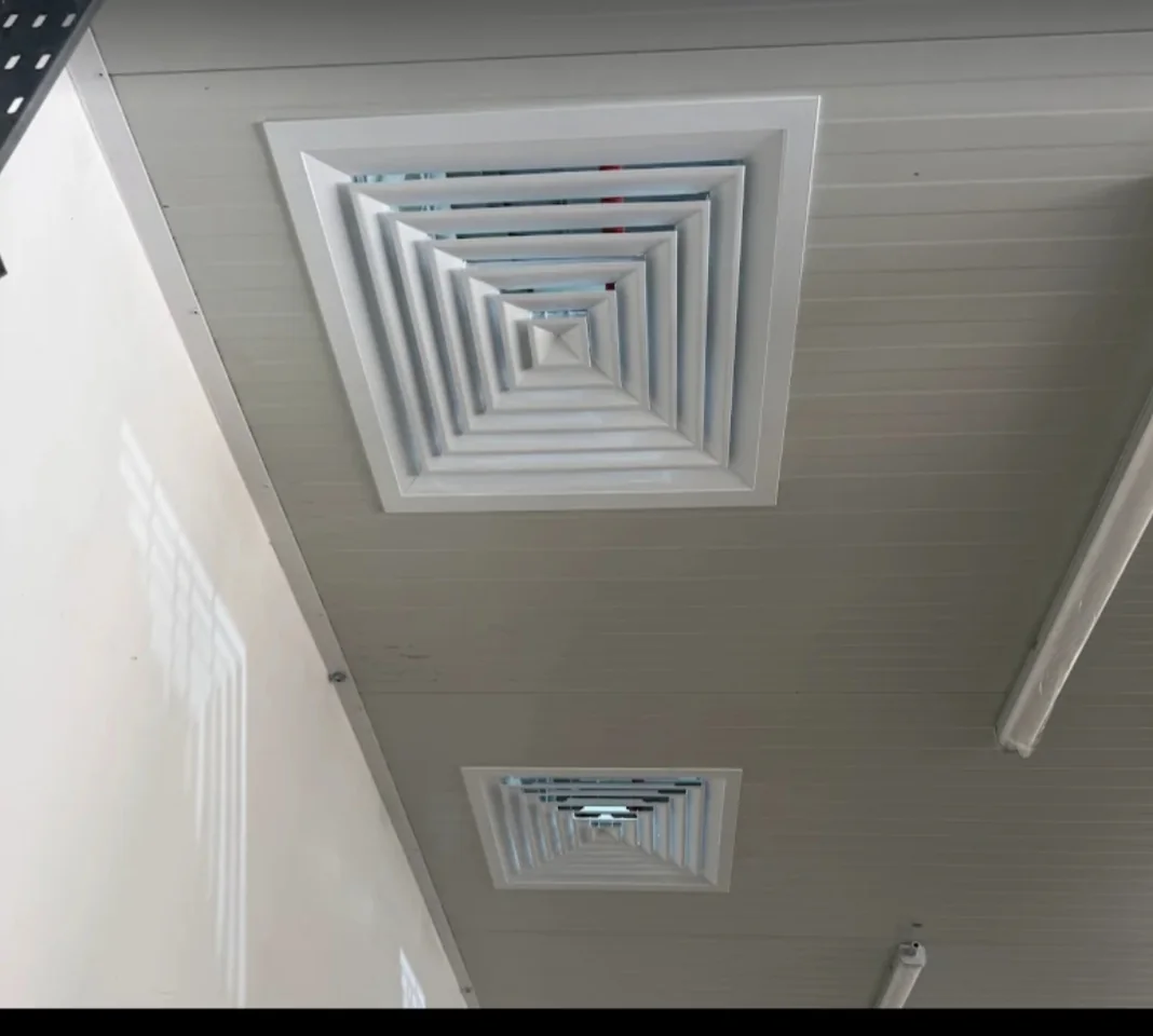 Square ceiling air diffuser installation